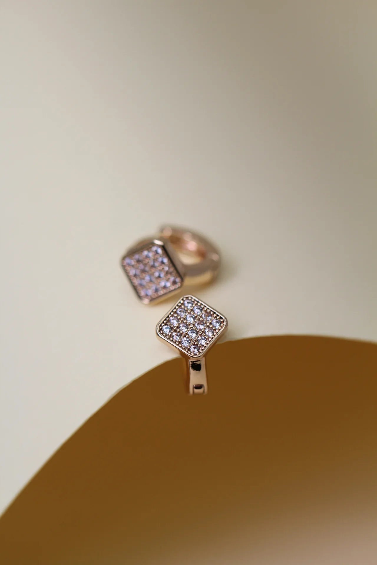 Cube Glitter Gold Plated Hoop Earrings - Amulya Gems