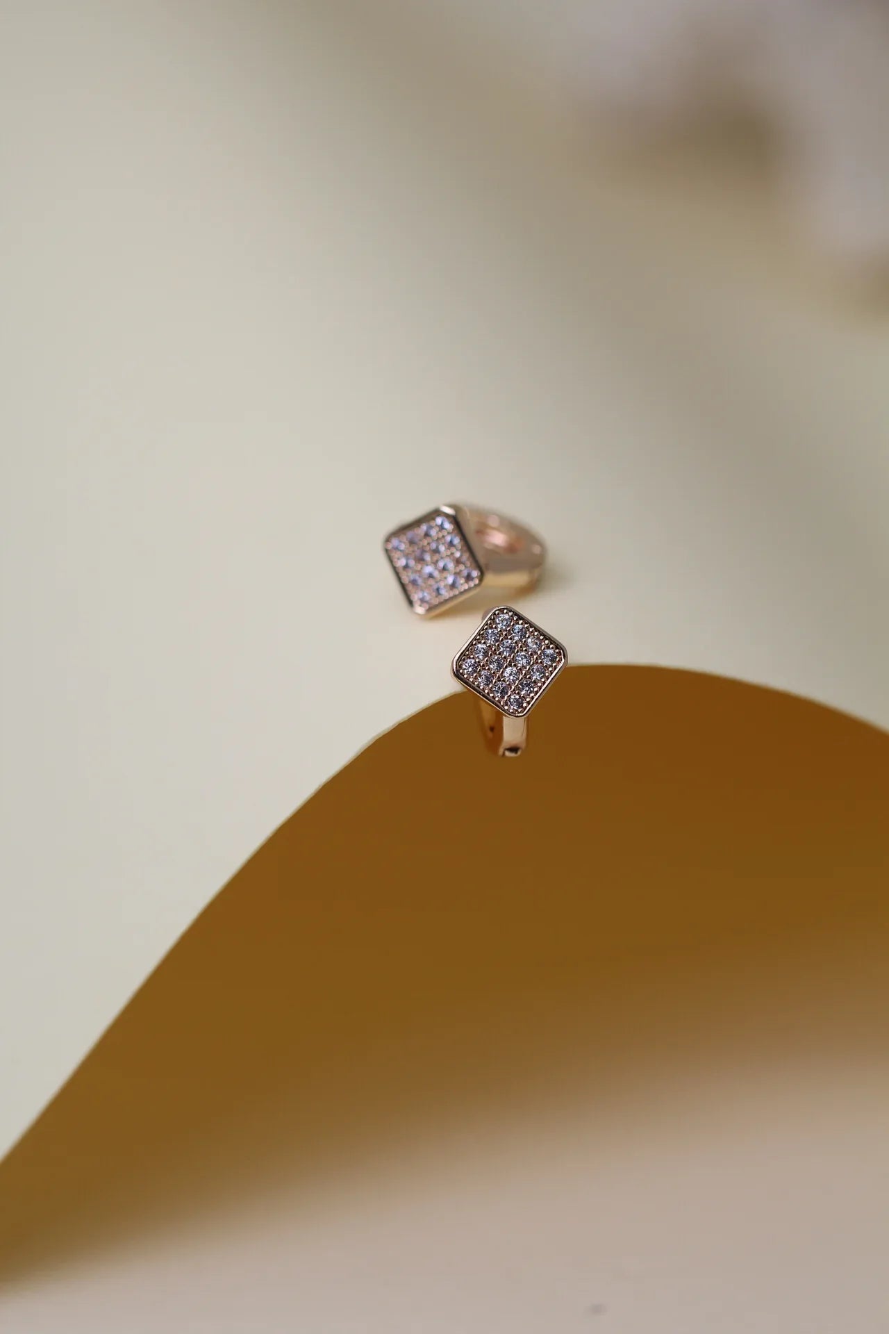 Cube Glitter Gold Plated Hoop Earrings - Amulya Gems