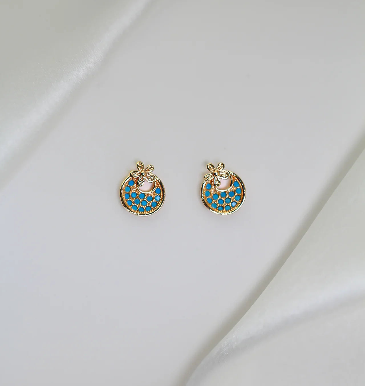 Blue Gliders Gold Plated Stud Earrings - Amulya Gems