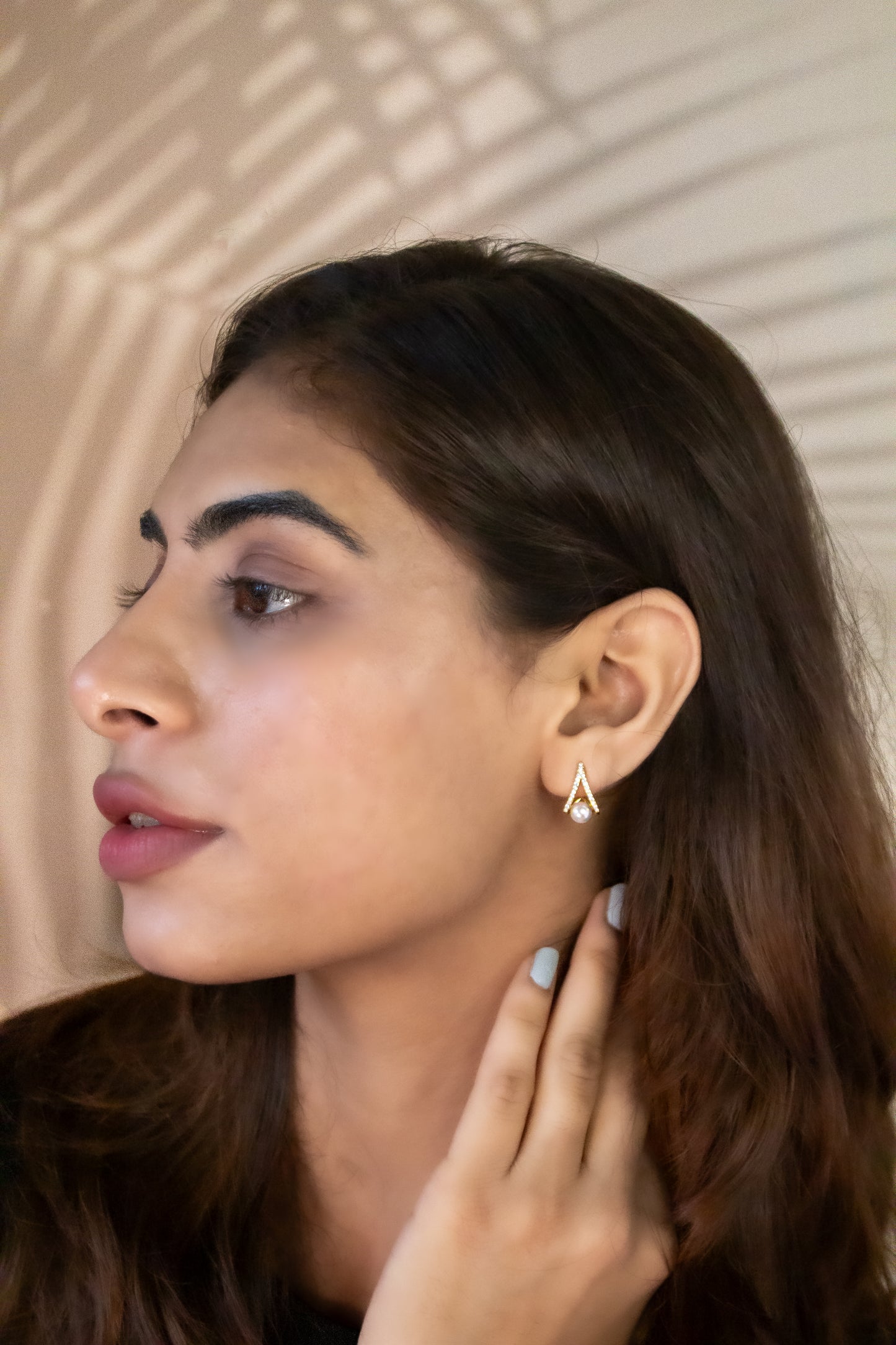 Ellen Pearl Drop Stud Earrings - Amulya Gems