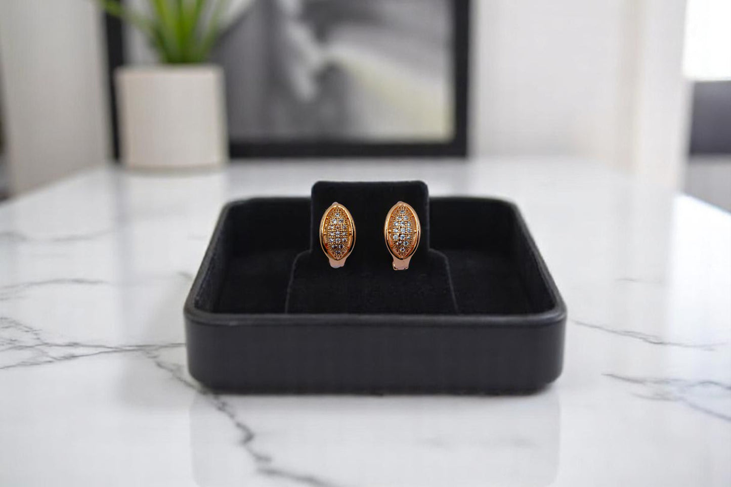 Elegant Marquise Rose Gold-Toned Earrings - Amulya Gems