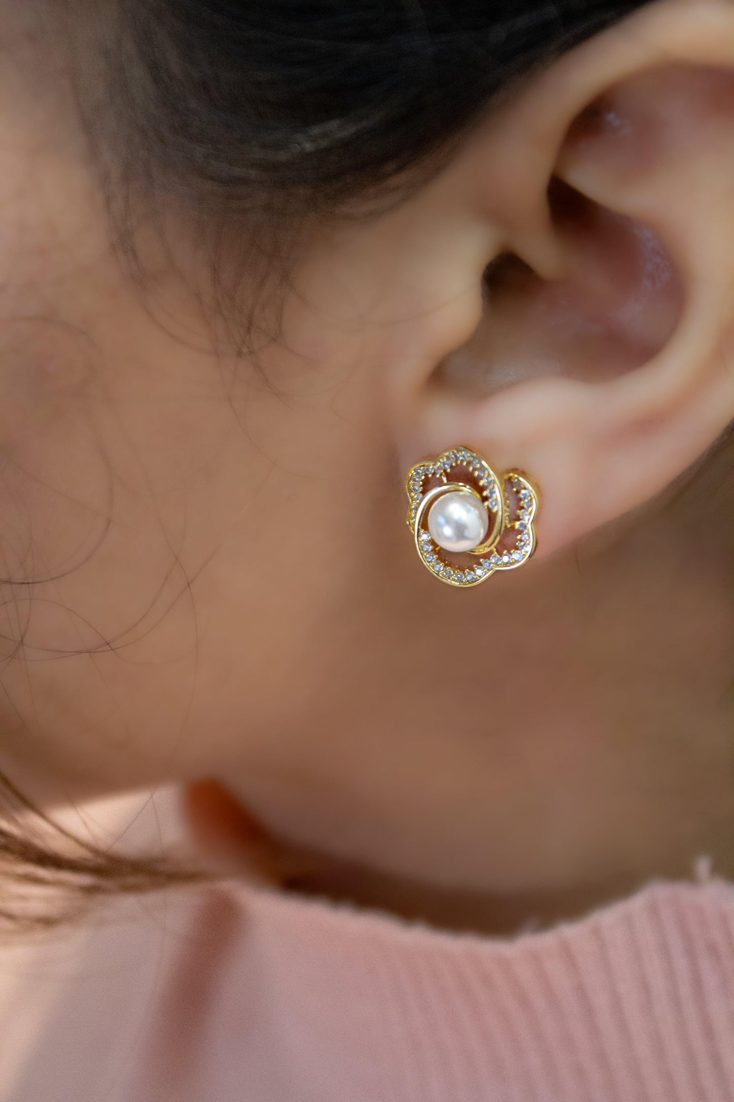 Margarita Rose Gold Plated Stud Earrings - Amulya Gems