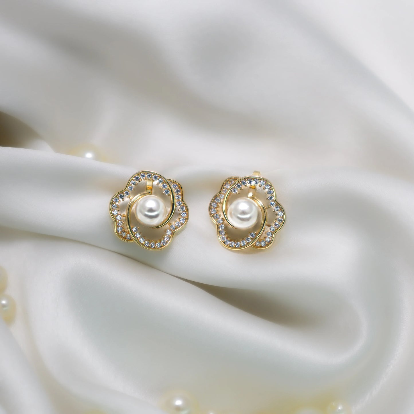 Margarita Rose Gold Plated Stud Earrings - Amulya Gems