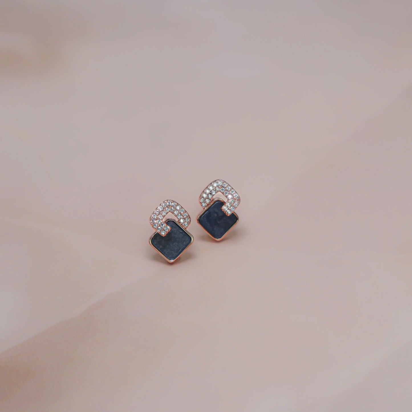 Noir Radiance Stud Earrings - Amulya Gems