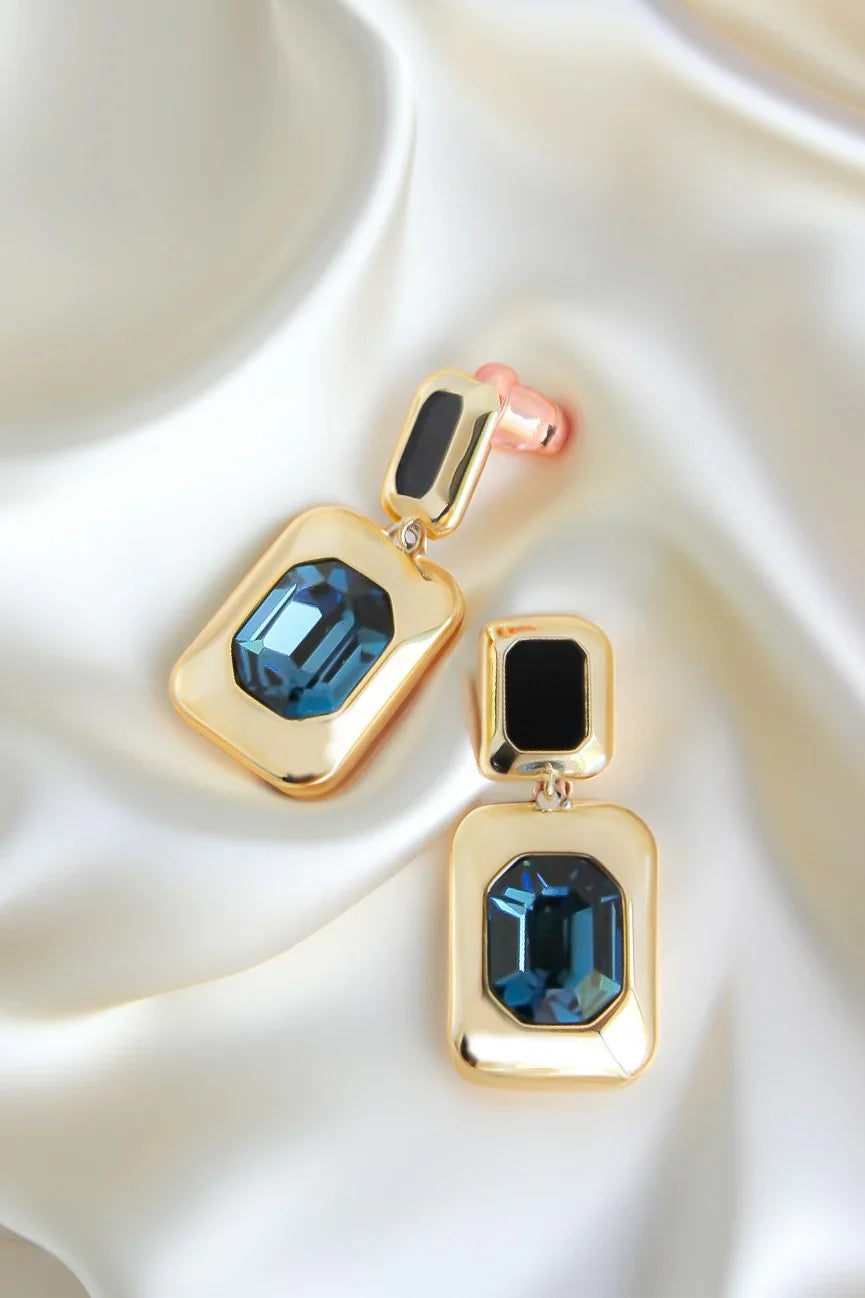 Octave Glam Gold Toned Drop Earrings - Amulya Gems