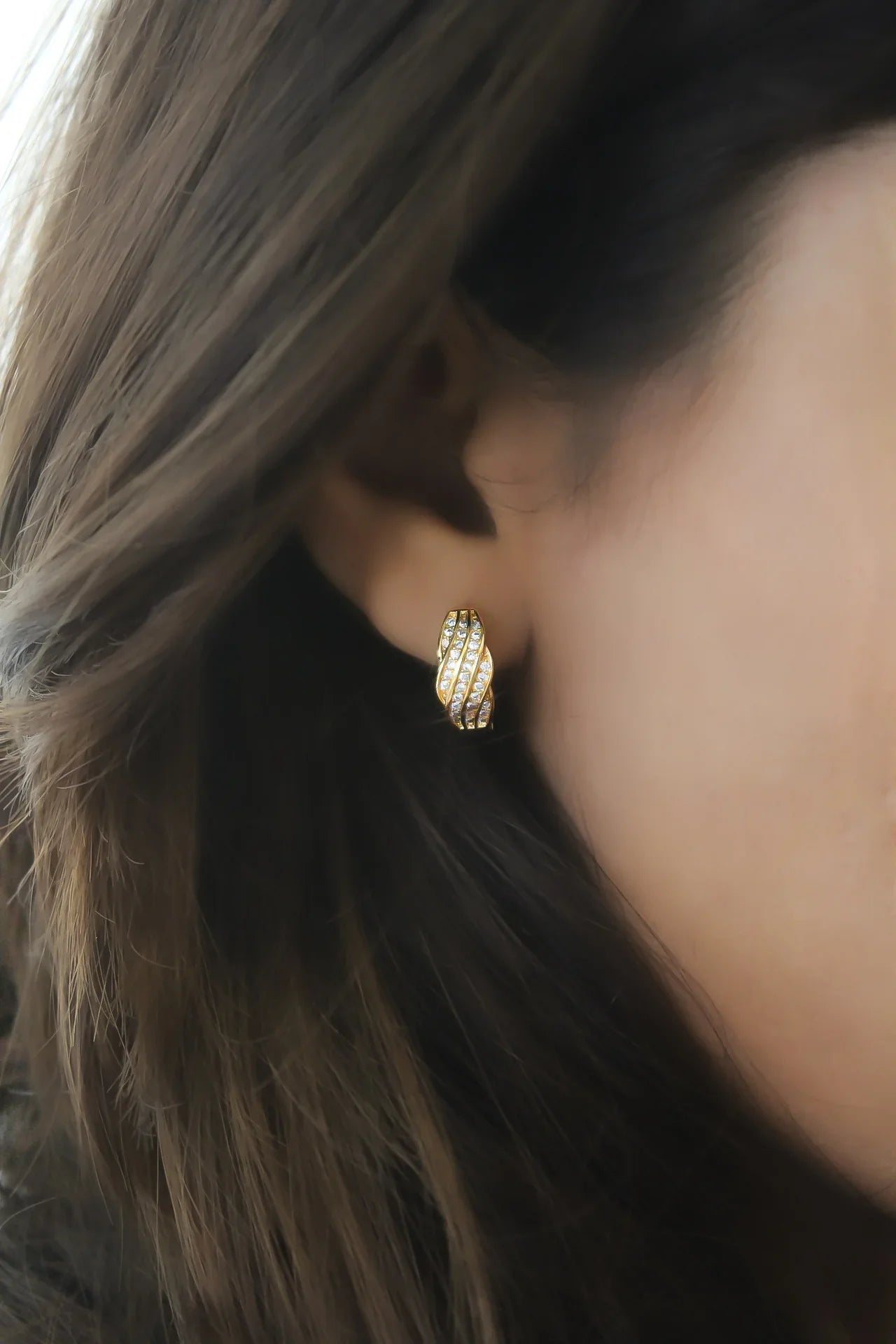 Pink Dazzle Gold Plated Hoop Earrings - Amulya Gems