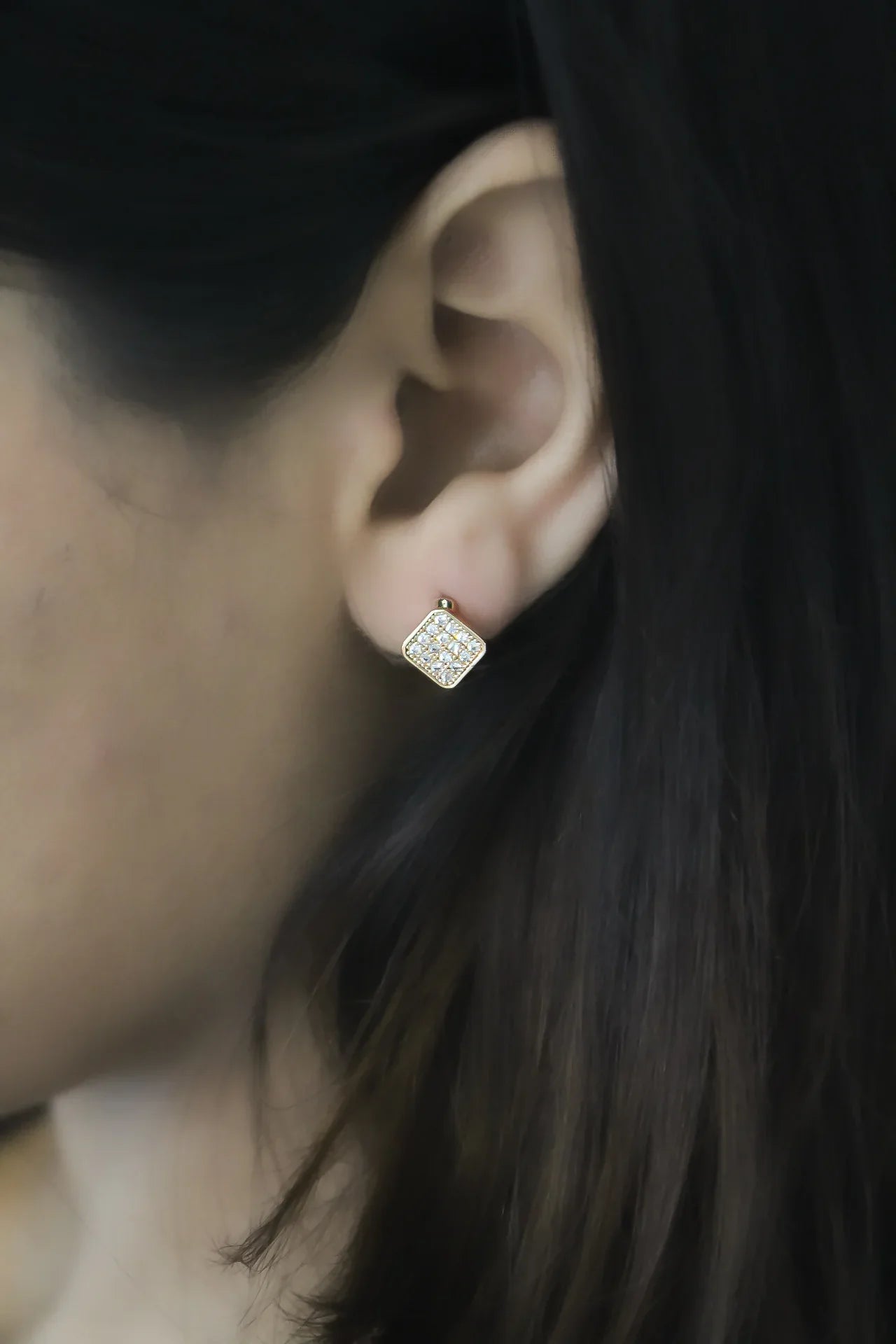 Cube Glitter Gold Plated Hoop Earrings - Amulya Gems