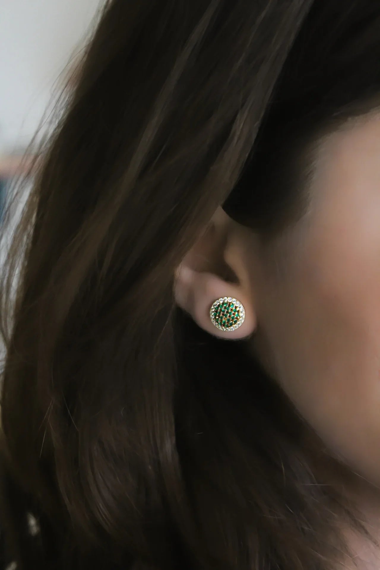 Green Glamour Gold Plated Stud Earrings - Amulya Gems