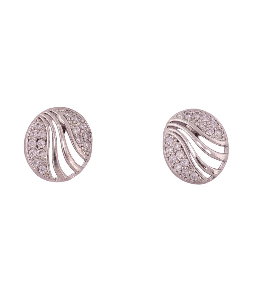 Silver Wave Stud Earrings
