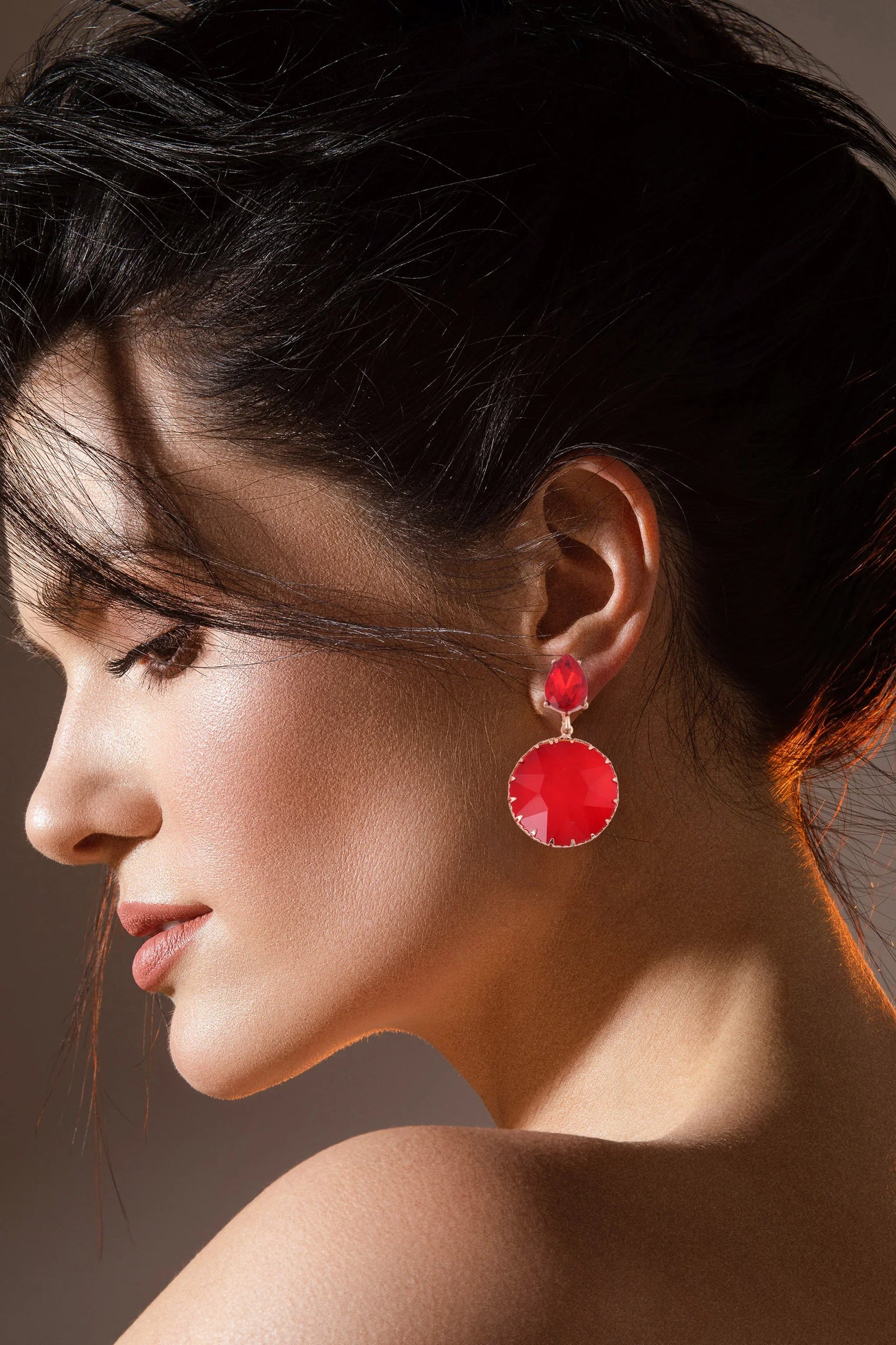 Scarlet Radiance Drop Earrings - Amulya Gems