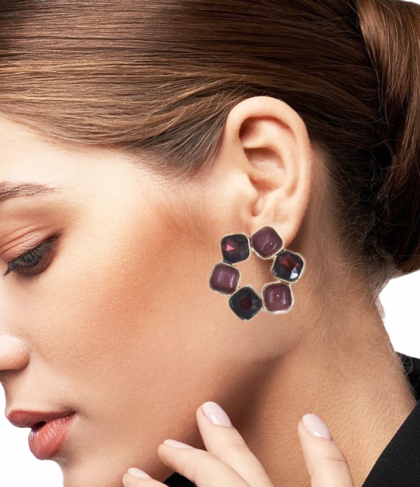 RedMaroon Radiance Stud Earrings