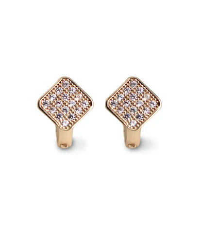 Cube Glitter Gold Plated Hoop Earrings