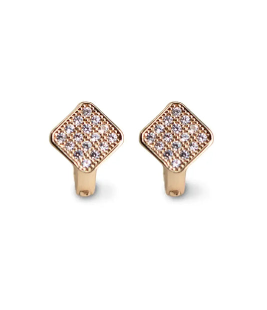 Cube Glitter Gold Plated Hoop Earrings