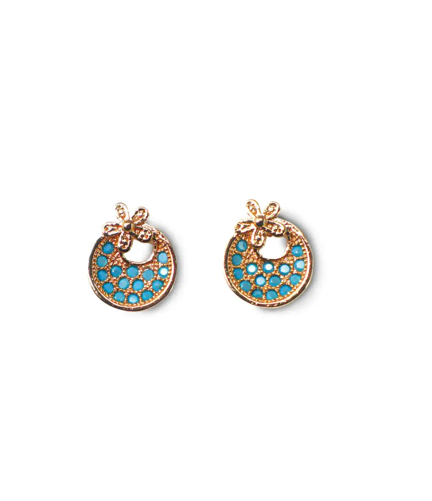 Blue Gliders Gold Plated Stud Earrings