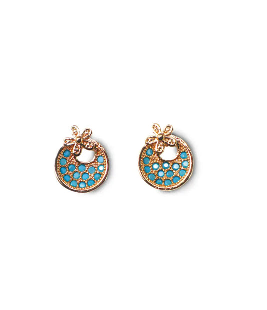 Blue Gliders Gold Plated Stud Earrings
