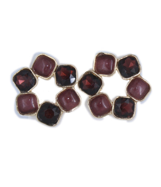 RedMaroon Radiance Stud Earrings