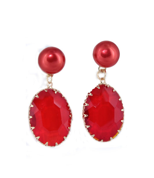 Ruby Radiance Pearl Drop Earrings