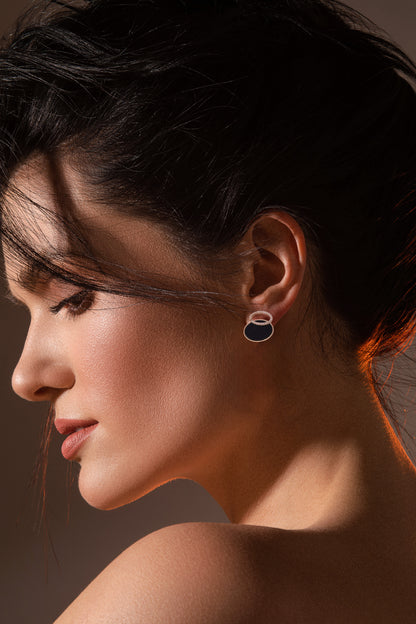 Eclipse Noir Stud Earrings - Amulya Gems
