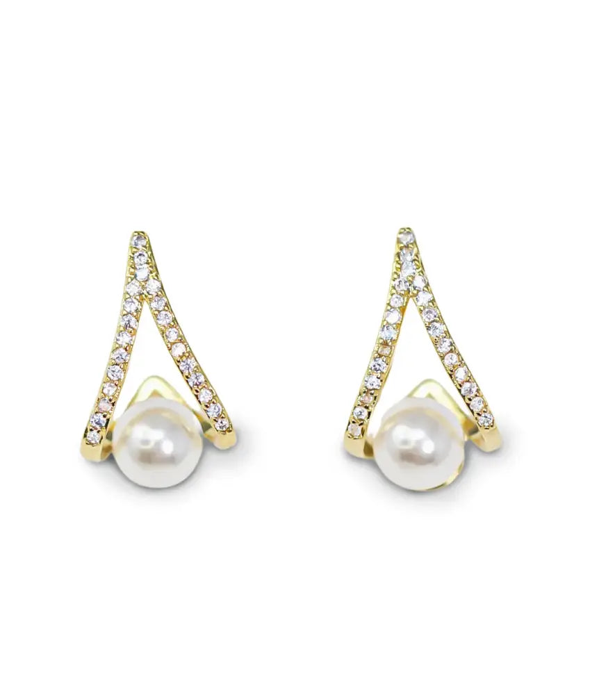 Ellen Pearl Drop Stud Earrings