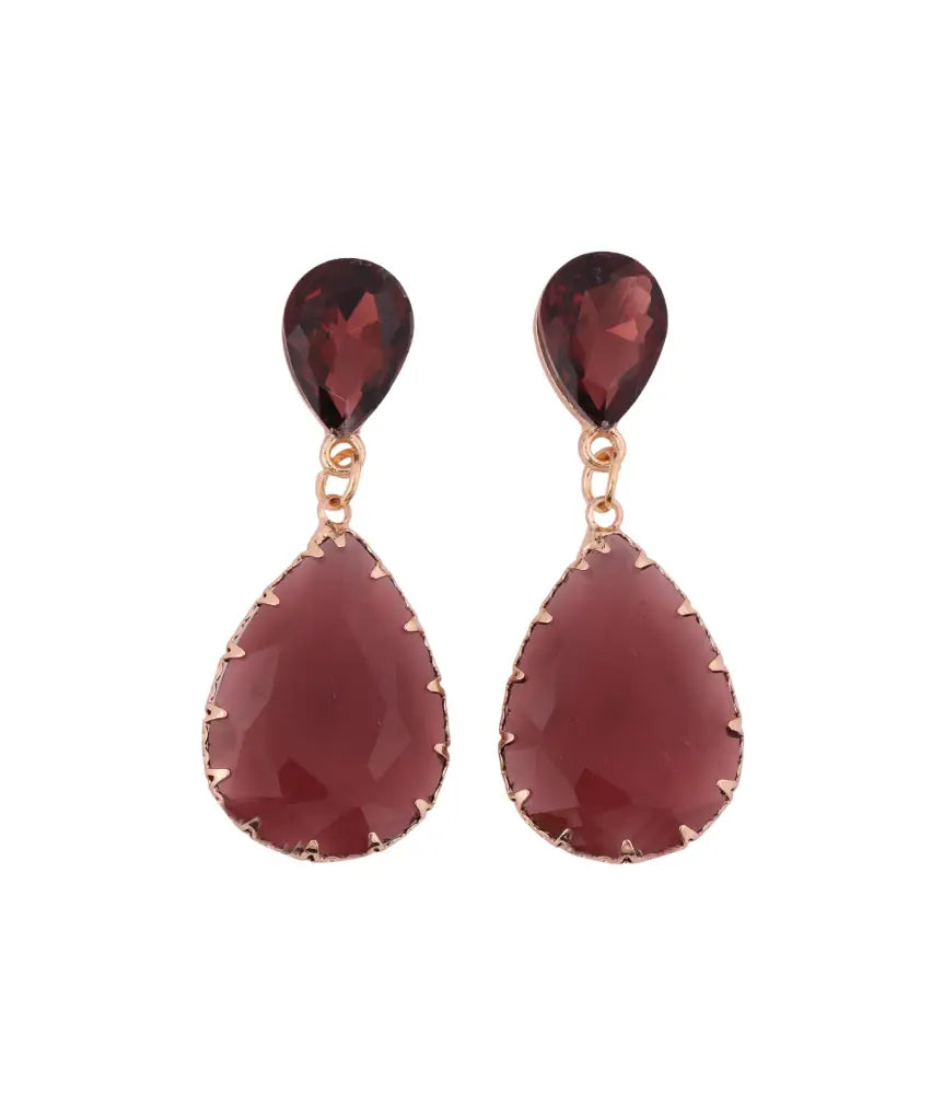 Rose Gold Plated Garnet Drop Earrings