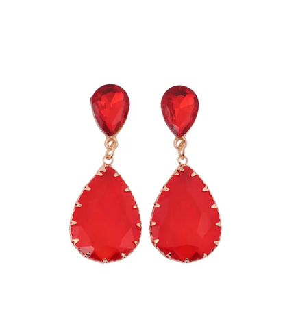 Rose Gold Plated Red Crystal Drop Earrings
