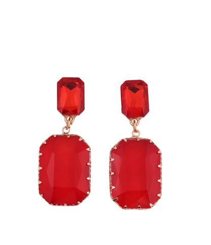 Bold Red Crystal Drop Earrings