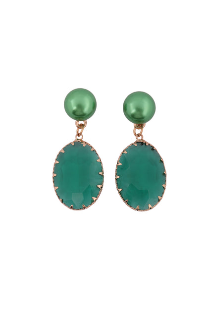 Emerald Elegance Pearl Drop Earrings - Amulya Gems
