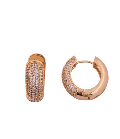 Luxurious Gold Pave Hoop Earrings
