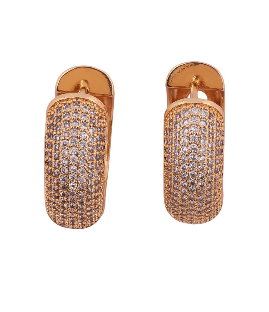 Luxurious Gold Pave Hoop Earrings