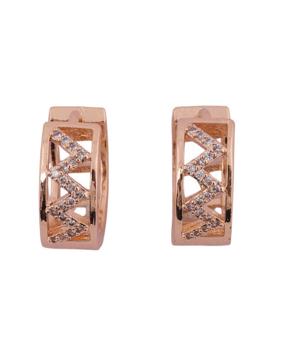 Elegant Rose Gold Plated Geometric Huggie Earrings