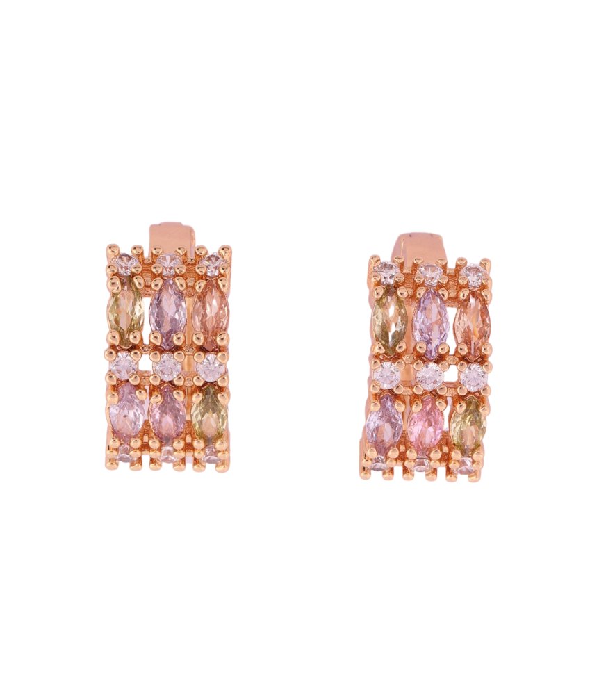 Elegant Rose Gold Multicolor Gemstone Earrings