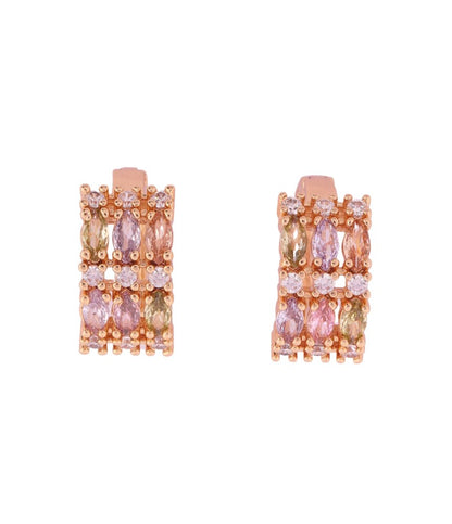 Elegant Rose Gold Multicolor Gemstone Earrings