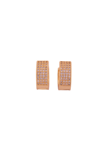 Classic Gold-Plated Diamond Studded Hoop Earrings - Amulya Gems