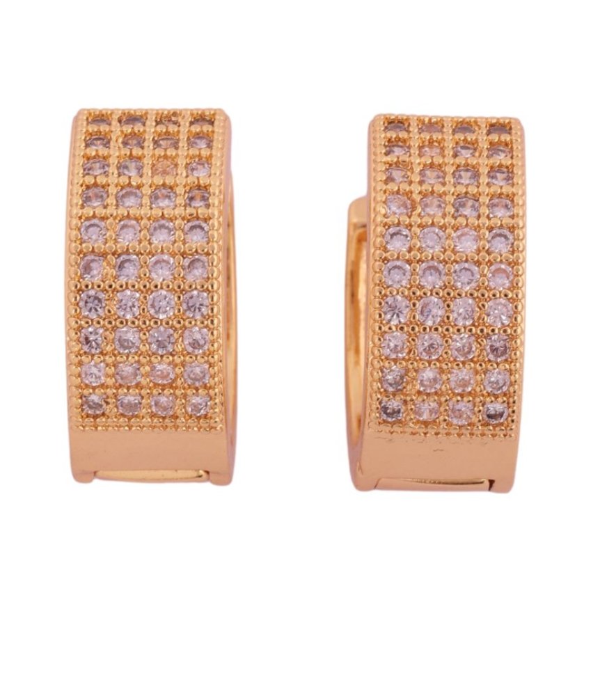 Classic Gold-Plated Diamond Studded Hoop Earrings