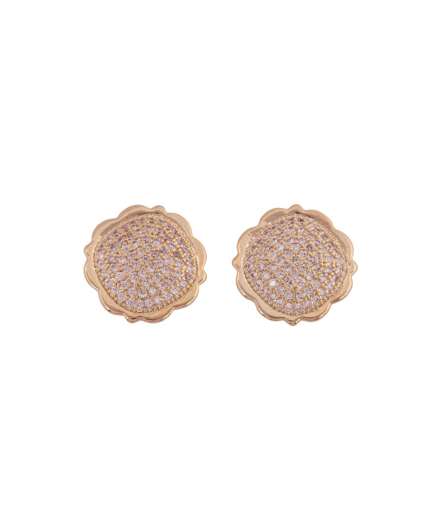 Elegant Gold-Plated Floral Stud Earrings
