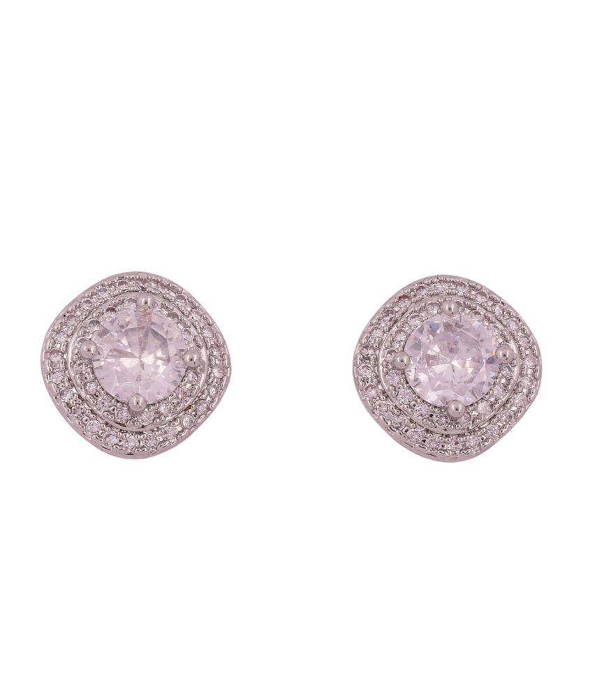 Sparkling Zircon Halo Stud Earrings