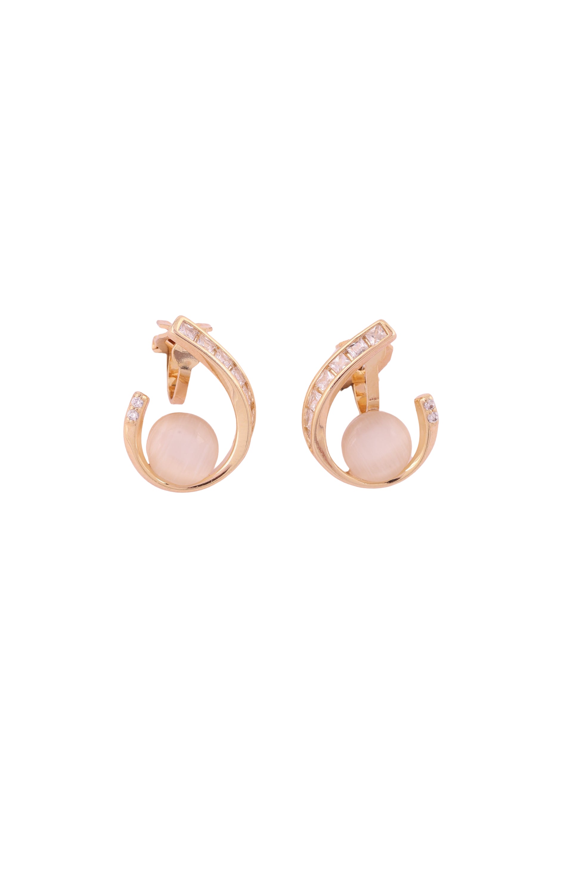 Luxe Curve Pearl Drop Earrings - Amulya Gems