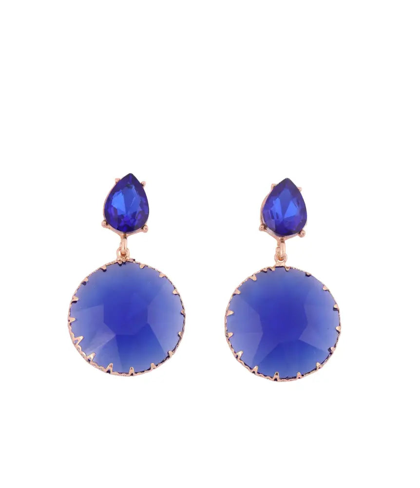 Royal Blue Statement Drop Earrings with Teardrop Accent