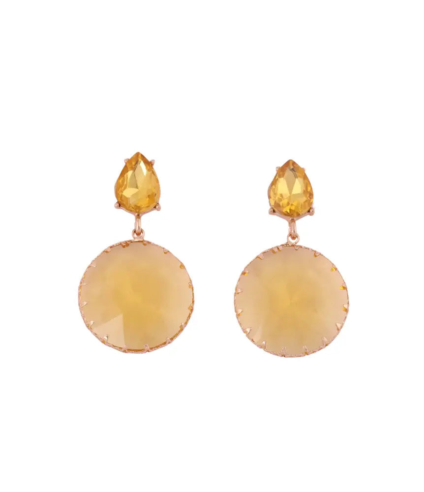 Sunny Yellow Statement Drop Earrings with Teardrop Top