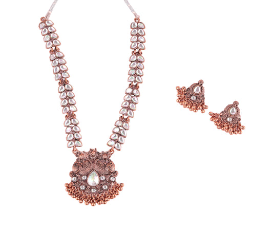 Antique Copper Finish Kundan Necklace Set