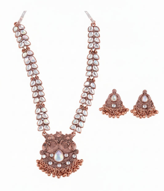 Antique Copper Finish Kundan Necklace Set