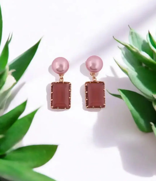 Elegant Rose Blush Drop Earrings