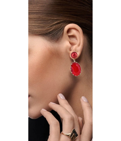 Ruby Radiance Pearl Drop Earrings