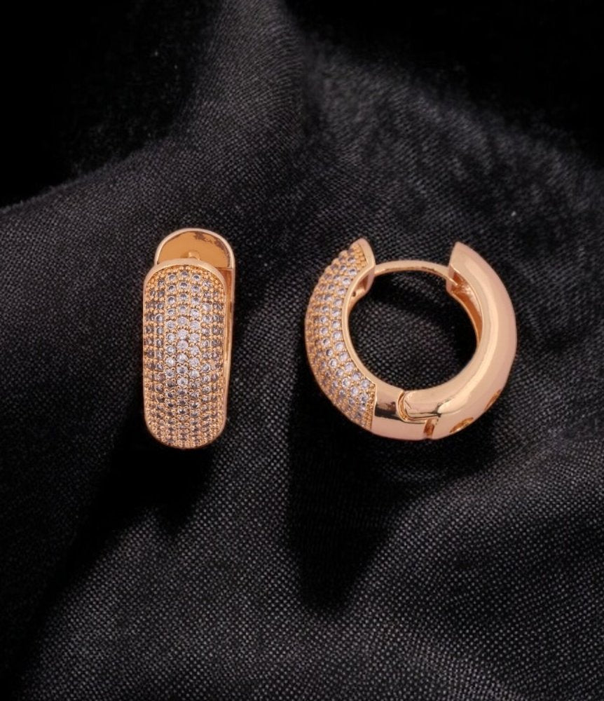 Luxurious Gold Pave Hoop Earrings