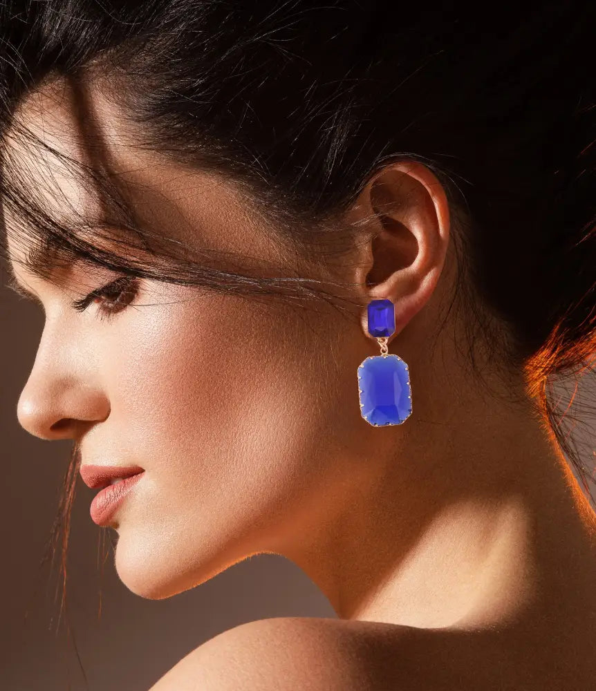 Royal Blue Crystal Drop Earrings