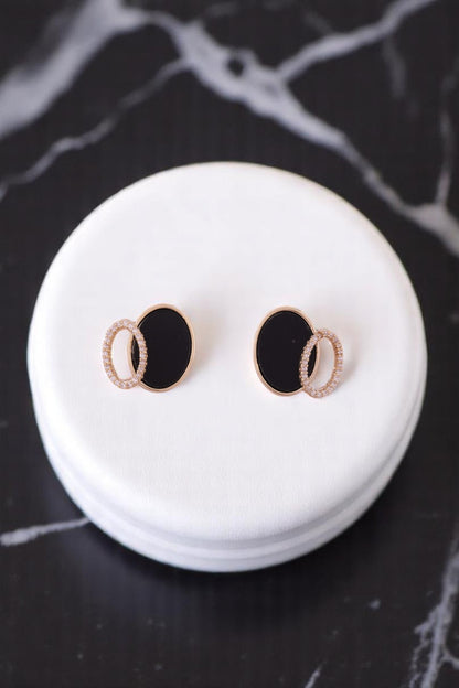 Eclipse Noir Stud Earrings - Amulya Gems
