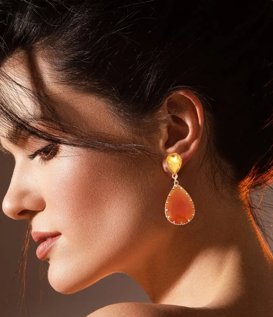 Citrine & Carnelian Drop Earrings