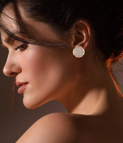 Elegant Gold-Plated Floral Stud Earrings
