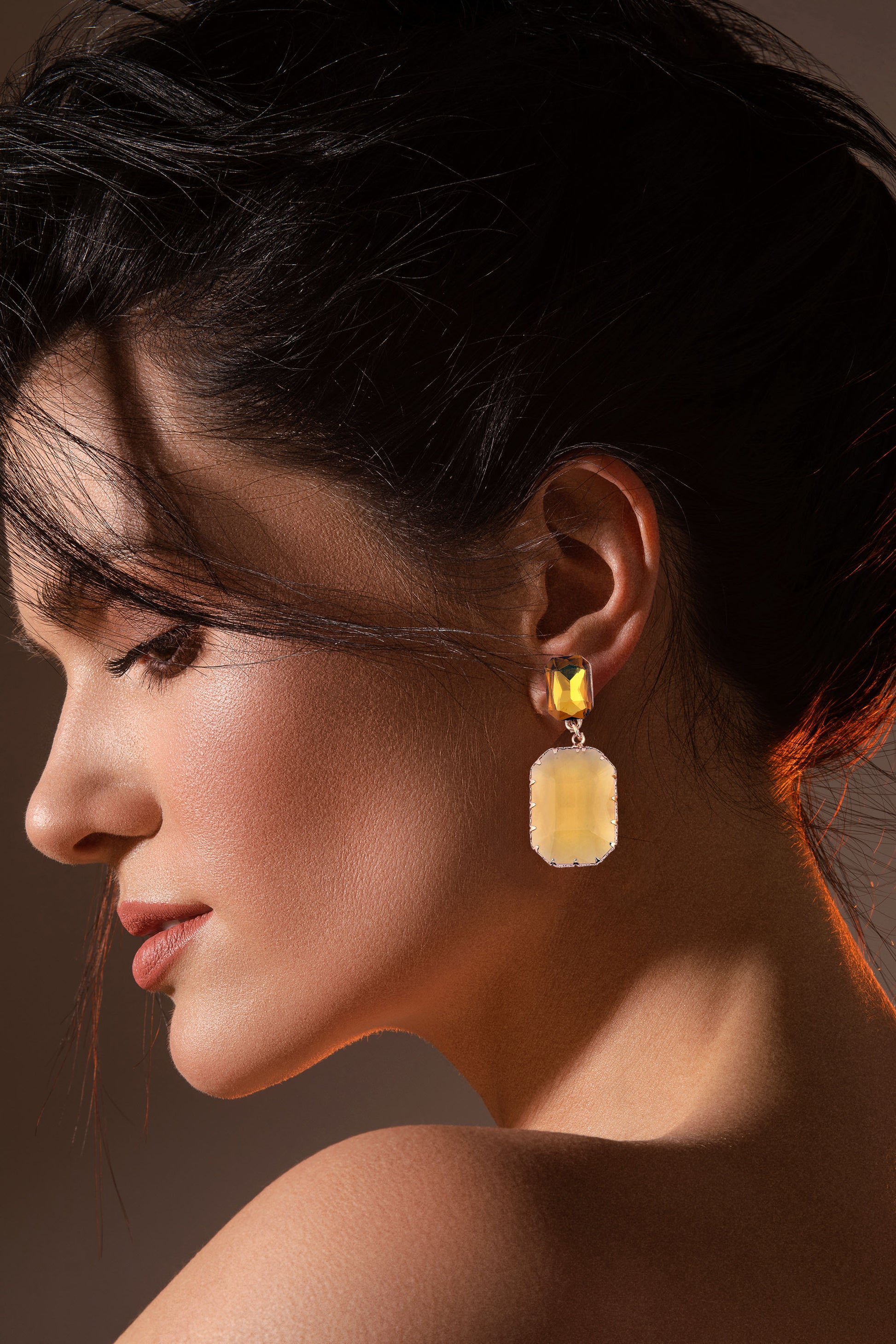 Elegant Yellow-Toned Statement Earrings - Amulya Gems