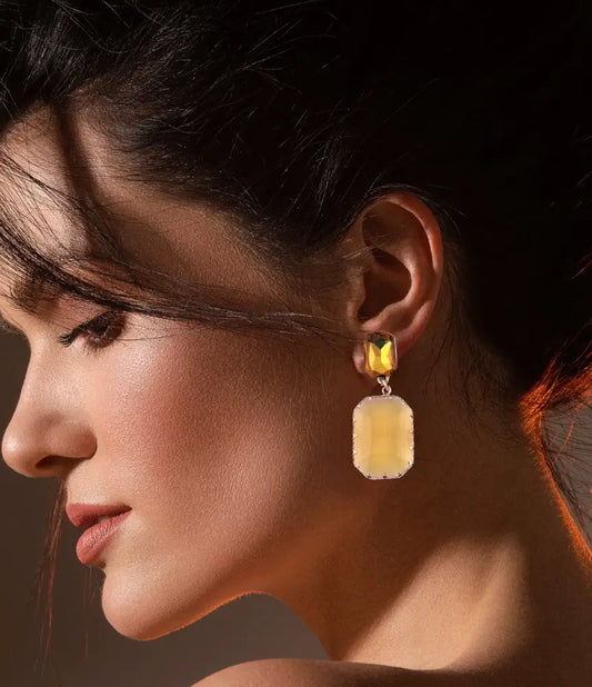 Elegant Yellow-Toned Statement Earrings